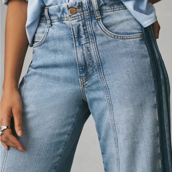 Anthropologie Pilcro Adidas Mid-Rise Frayed Relaxed Flare Jeans - Picture 4 of 11